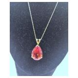 10K Orange Sapphire Pendant & Chain