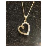 10K Diamond Heart Pendant & Chain