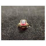 Antique 10K Red Stone Ring