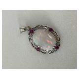 10K Opal & Garnet Pendant