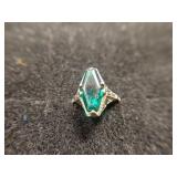 18K Green Stone Filigree Ring