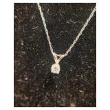 14K Diamond Solitaire Pendant