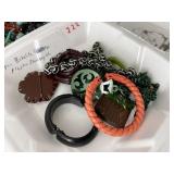 8 Pc. Bakelite & Plastic Jewelry, etc.