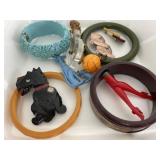 10 Pc. Bakelite, Celluloid, Plastic Jewelry