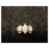 10K Opal & Diamond Ring
