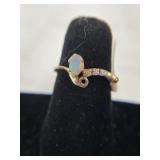 10K Opal & Diamond Ring