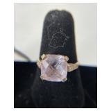 14K Pink Gemstone & Diamond Rose Gold Ring