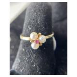10K Pearl & Ruby Ring