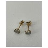 10K Heart Shaped Diamond Earrings