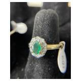 10K Emerald & Diamond Ring