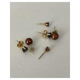 3 Pr. 14K Earrings