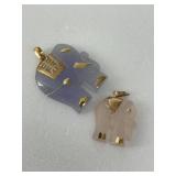 2- 14K Elephant Pendants