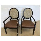 (2) Leather Seat, Upholstered Back Chairs