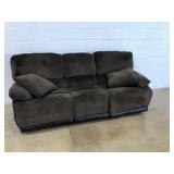 Brown Upholstered Reclining Sofa