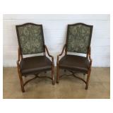 (2) Leather Seat, Upholstered Back Chairs