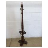 Wood Carved Umbrella Stand/ Coat Rack