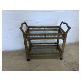 Wicker Rolling Serving Cart