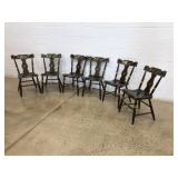 (6) Paint Decorated Plank Seat Chairs