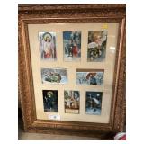 Framed Christmas Postcards in Gilt Frame