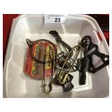 Lg.Brass Safety Pins, Needle Case,  Advert. Eraser