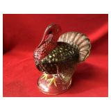 Hand Painted Turkey Glass Candy Container