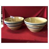Two Vintage Yellow Stoneware Mixing Bowls