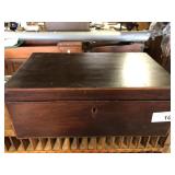 Vintage Wooden Box with Hinged-Lid