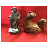 Statue of Gentleman and Carved Bird