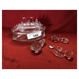 Glass Covered Ship and Some Glass Bottle Stoppers