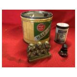 Two Advertising Tins and Brass Monkeys