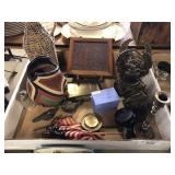 Metal Bookends, Candlestick, Contemp. Pottery and