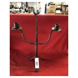 Vintage Hand-Forged Double-Socket Candle Holder