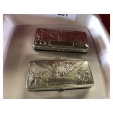 Two Vintage Eagle Embossed Tin Razor Boxes