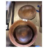 Two Wooden Bowls and a Vintage Fiber Bowl