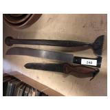 Vintage Ice Chopper and Two Knives