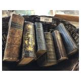 Grouping of Early Bibles, Dictionaries and Basket