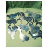 Contemporary Folk Art Tin Cut-out Animals