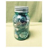 Mason Jar Filled With Vintage Buttons