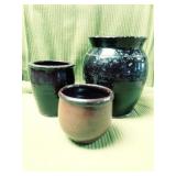 Three Redware Storage Crocks