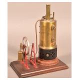 Unsigned Vertical Steam Engine on Wood Base.