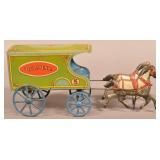 Tin Lithograph Horse-Drawn Delivery Wagon.