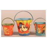 Three Tin Lithograph Sand Pails.