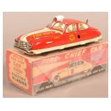 Marx Tin Lithograph Fire Chief Car with Original B