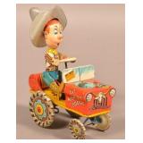 Unique Art Rodeo Joe Tin Lithograph Jalopy.