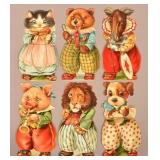 Six German Die-cut Bi-fold Character Animals.