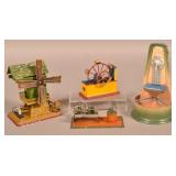 4 German Lithograph Tin Steam Toy Accessories.