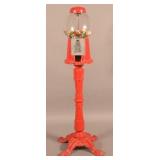 Cast Metal Gum Ball Machine with Pedestal Base.