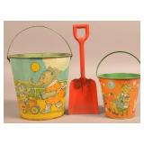 Two Vintage Tin Lithograph Sand Pails.