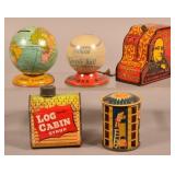 Five Vintage Tin Lithograph Still Banks.