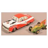 Two Vintage Tin Lithograph Cars.